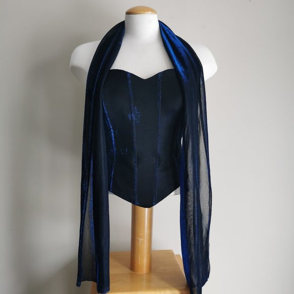 Vintage 90s Midnight Blue Sparkly Corset Top - Picture 7 of 8